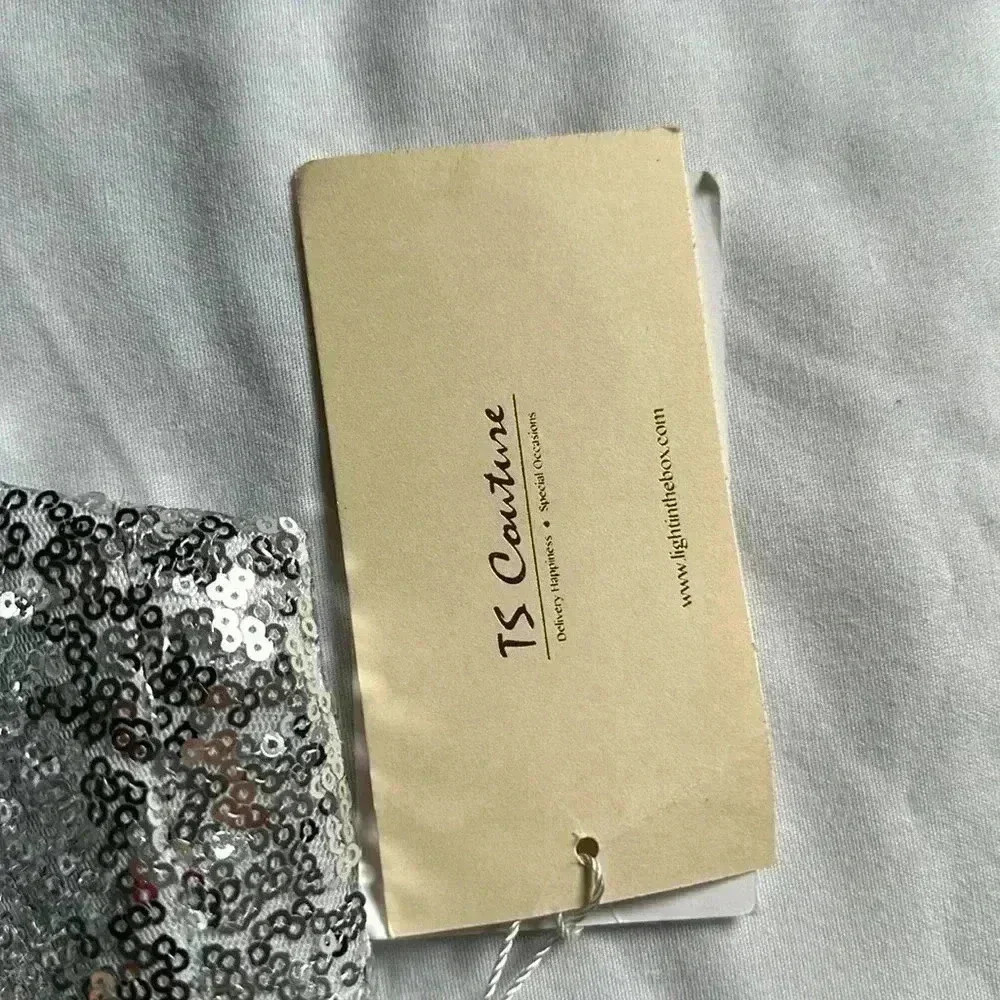 TS Couture Sequin Silver cocktail/ party dress halter top NWT - Picture 5 of 8
